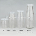 100ml/200ml/250ml/500m Wholesale Transparent Beverage Glass Bottle, empty milk clear bottle,glass drinking jar